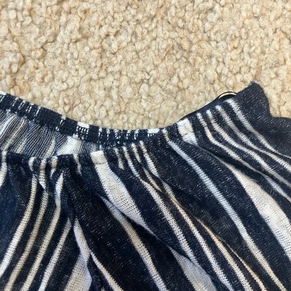Workshop Republic Clothing Navy White Striped Off Shoulder Top Women XS - Picture 3 of 6